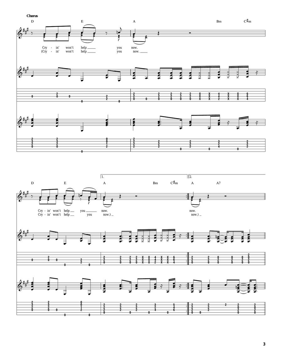 Cryin' Won't Help You Cryin' Won't Help You Acoustic Guitar scores gallery preview page 3