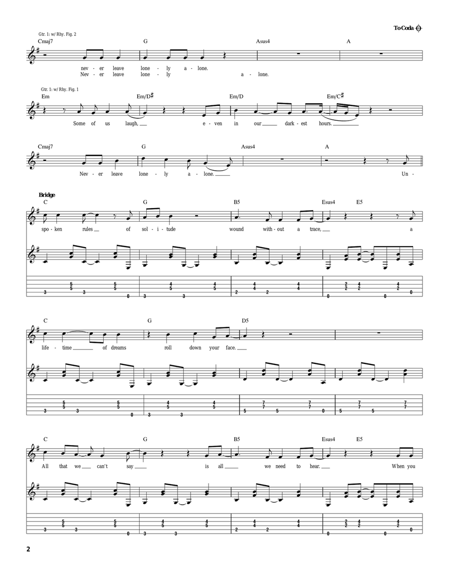 Never Leave Lonely Alone Never Leave Lonely Alone Acoustic Guitar scores gallery preview page 2