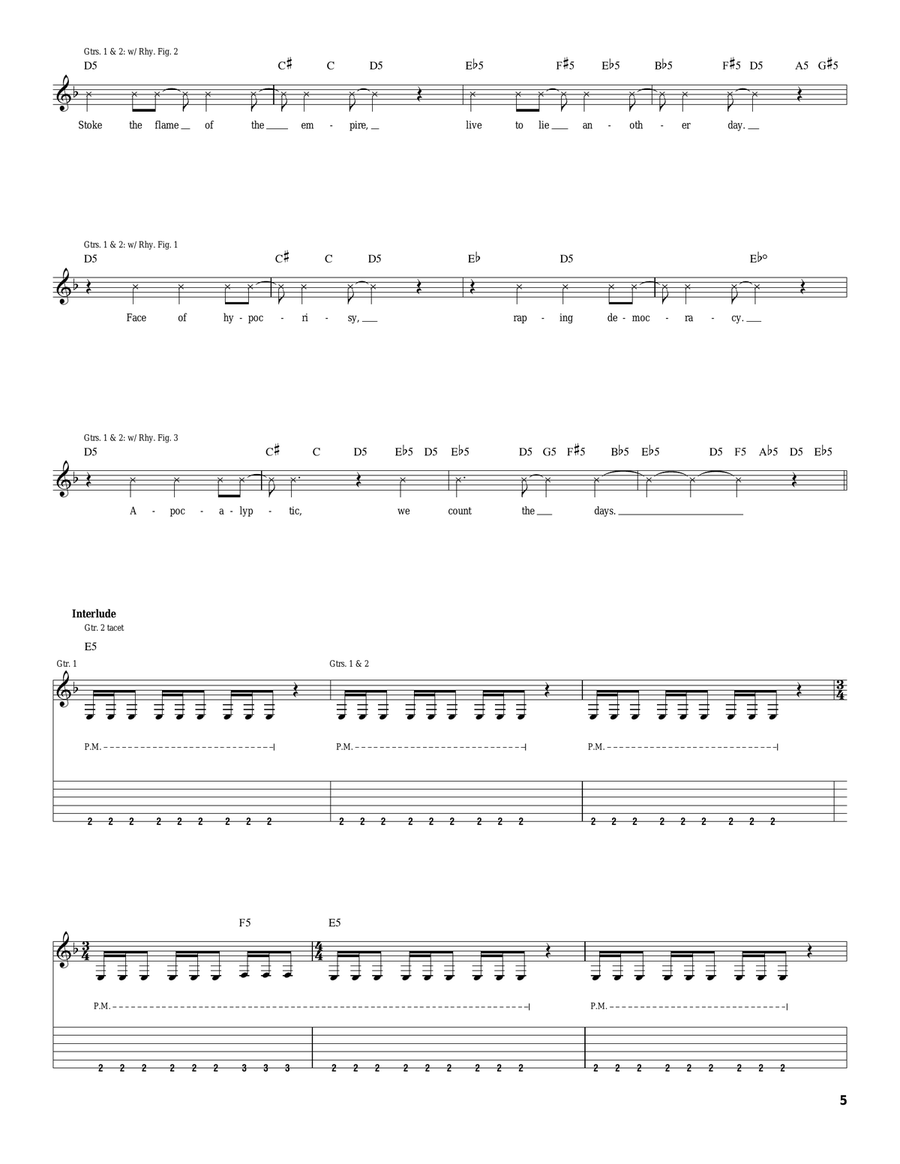 Now You've Got Something To Die For Electric Guitar scores gallery preview page 5