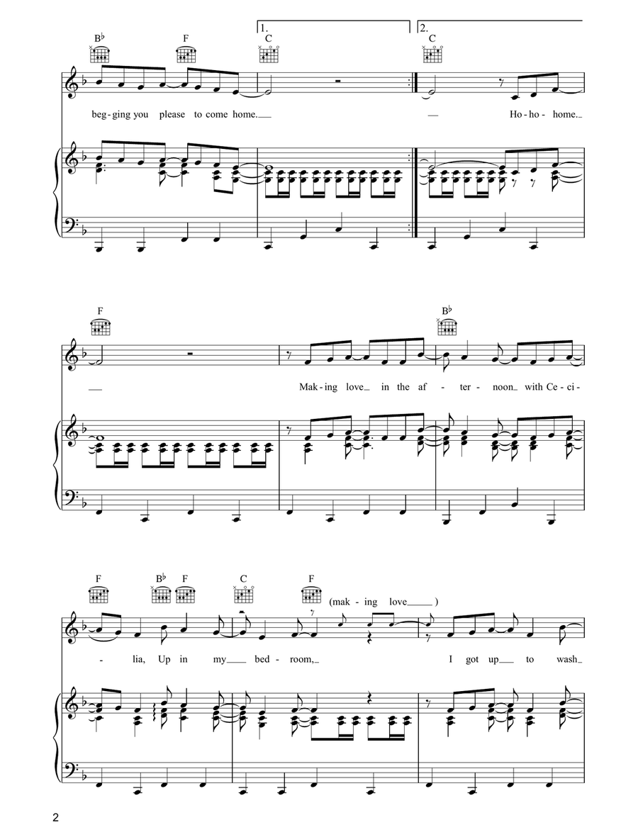 Cecilia Cecilia Piano, Vocal, Guitar scores gallery preview page 2