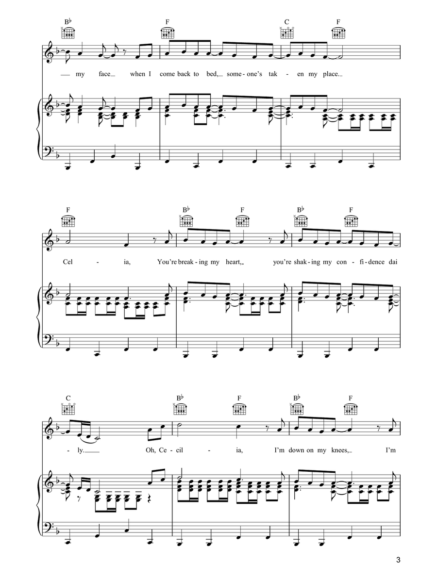Cecilia Cecilia Piano, Vocal, Guitar scores gallery preview page 3