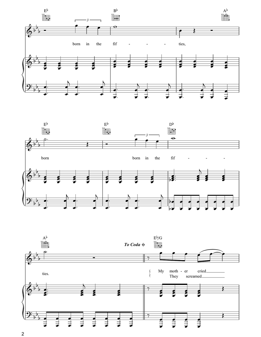 Born In The Fifties Born In The Fifties Piano, Vocal, Guitar scores gallery preview page 2