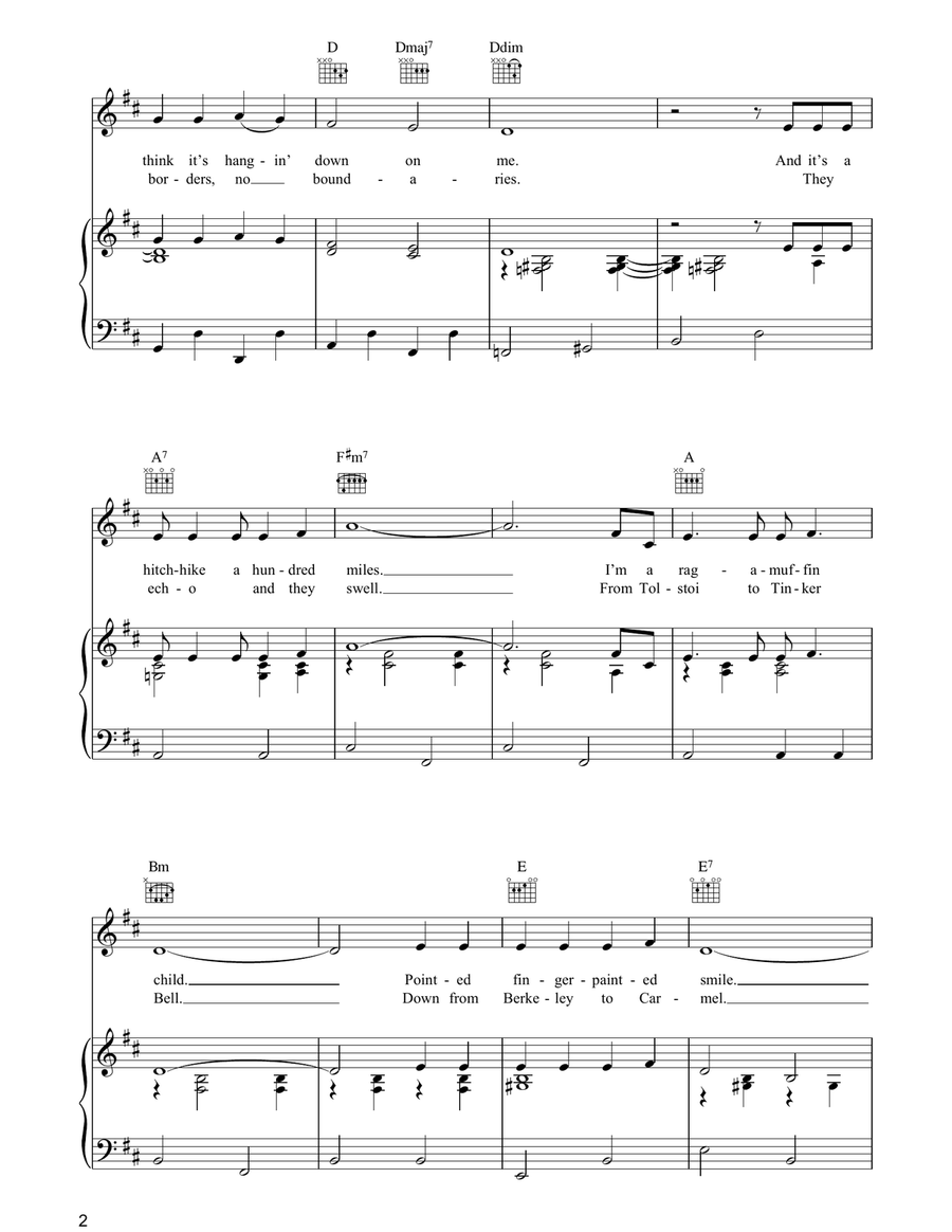 Cloudy Cloudy Piano, Vocal, Guitar scores gallery preview page 2