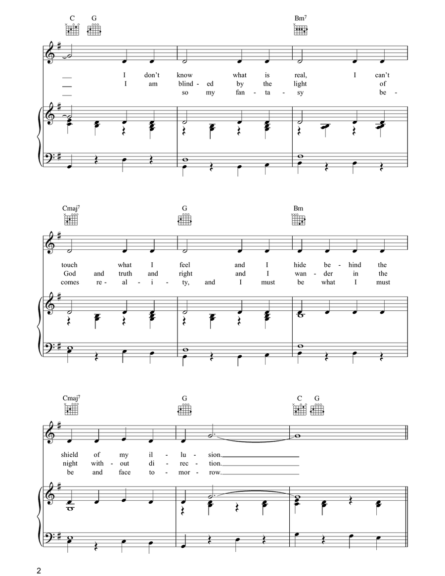 Flowers Never Bend With The Rainfall Piano, Vocal, Guitar scores gallery preview page 2