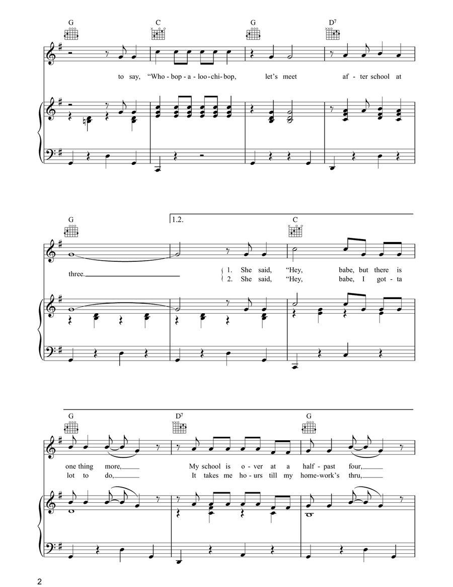 Hey Schoolgirl Hey Schoolgirl Piano, Vocal, Guitar scores gallery preview page 2