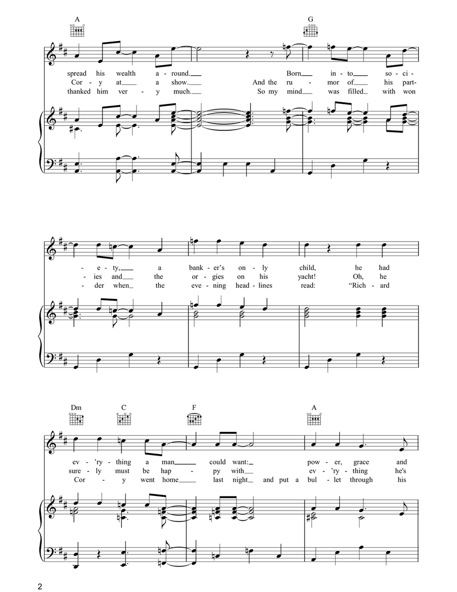 Richard Cory Richard Cory Piano, Vocal, Guitar scores gallery preview page 2
