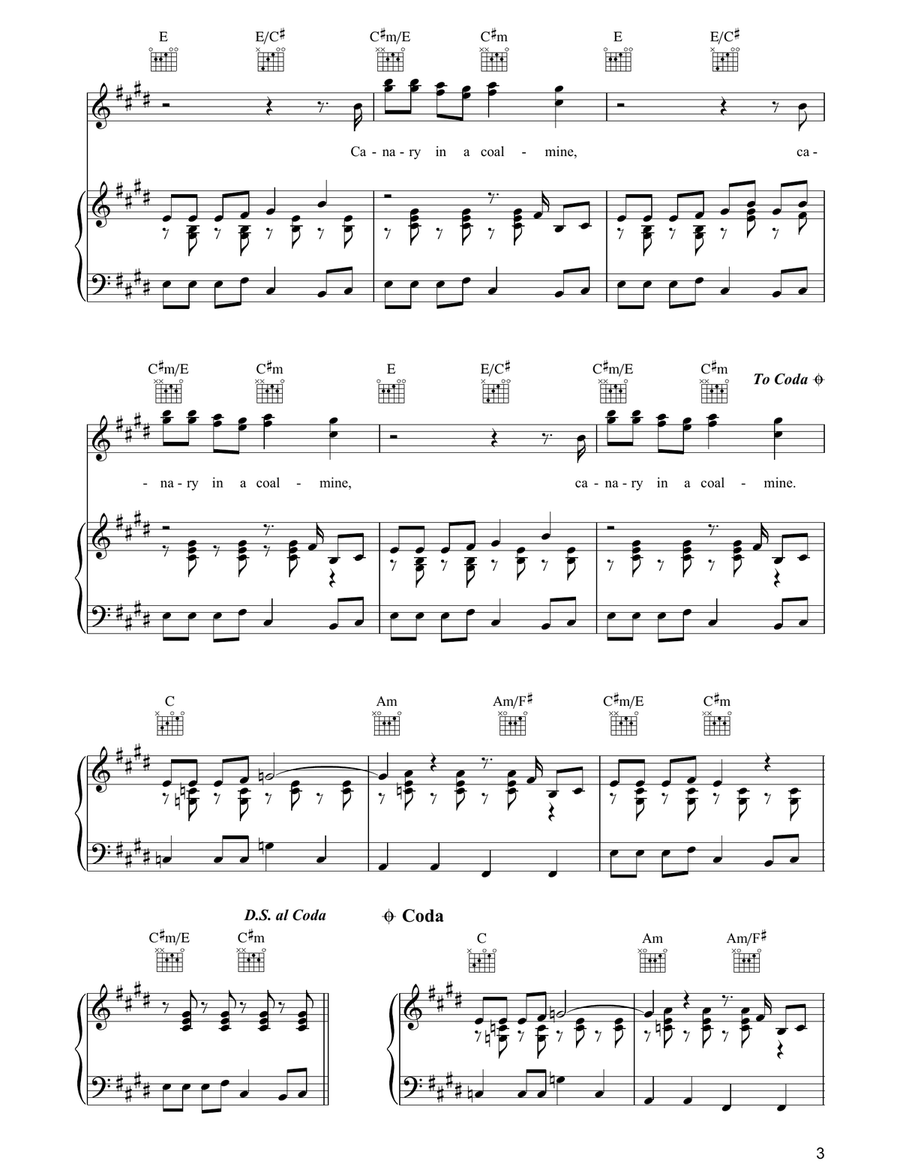 Canary In A Coalmine Canary In A Coalmine Piano, Vocal, Guitar scores gallery preview page 3