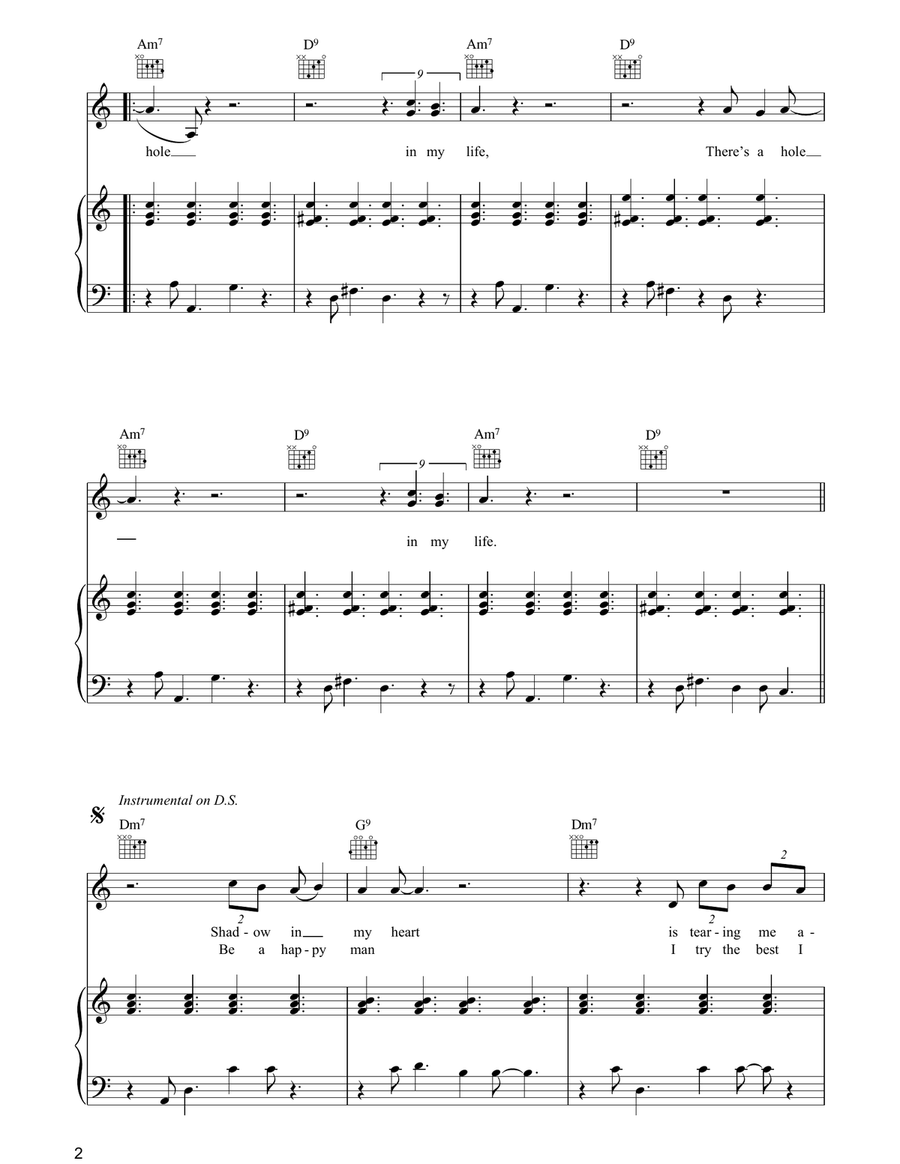 Hole In My Life Hole In My Life Piano, Vocal, Guitar scores gallery preview page 2