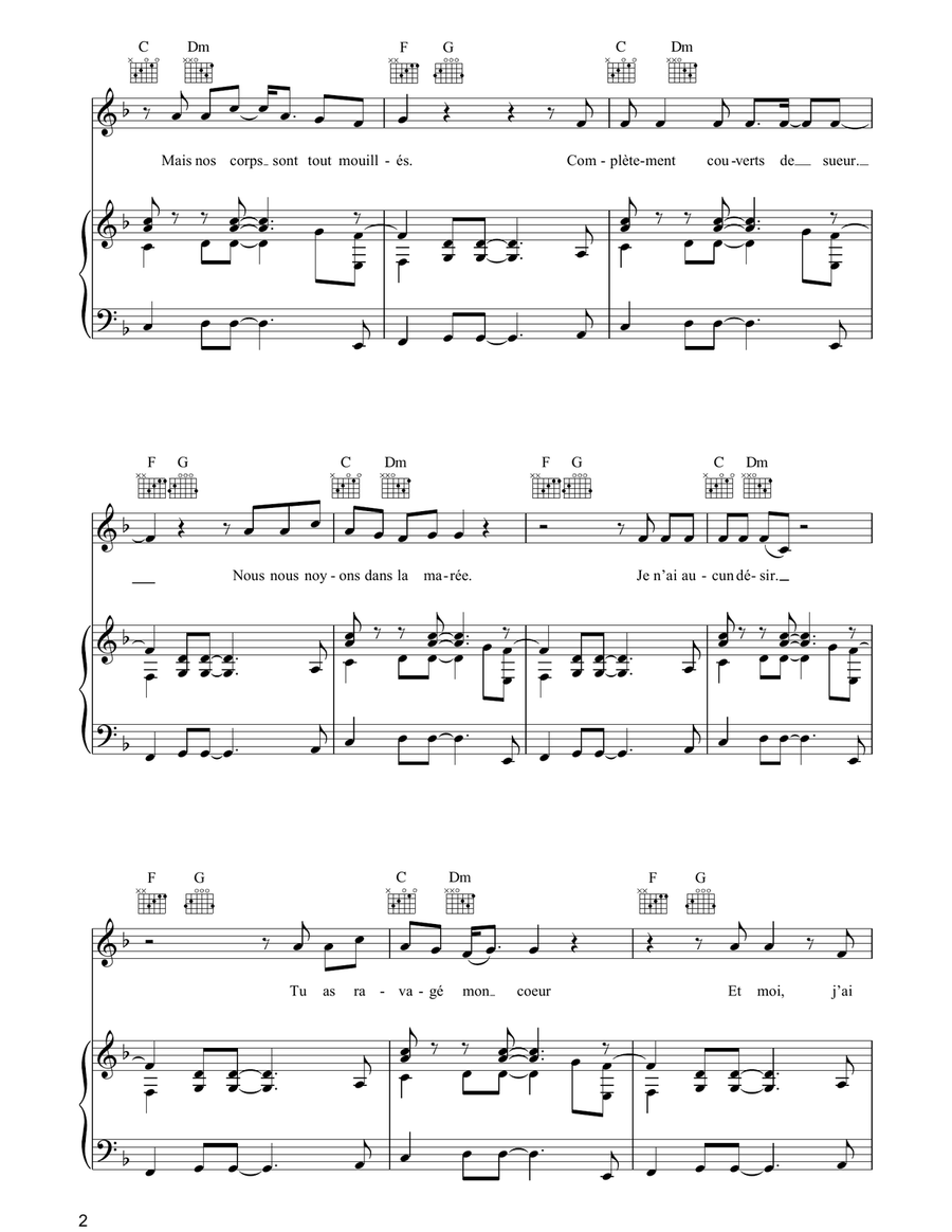 Hungry For You (J'aurais Toujours Faim De Toi) Piano, Vocal, Guitar scores gallery preview page 2