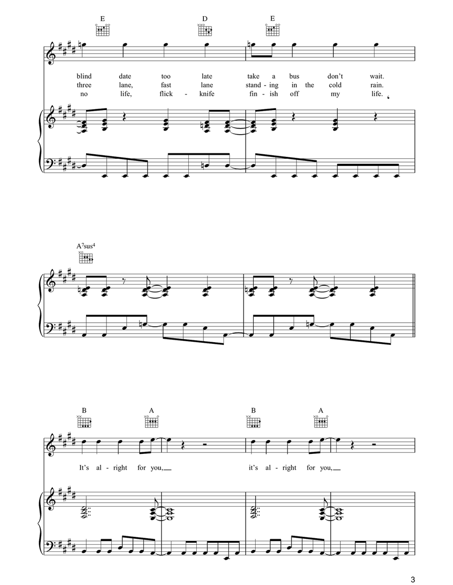 It's Alright For You It's Alright For You Piano, Vocal, Guitar scores gallery preview page 3