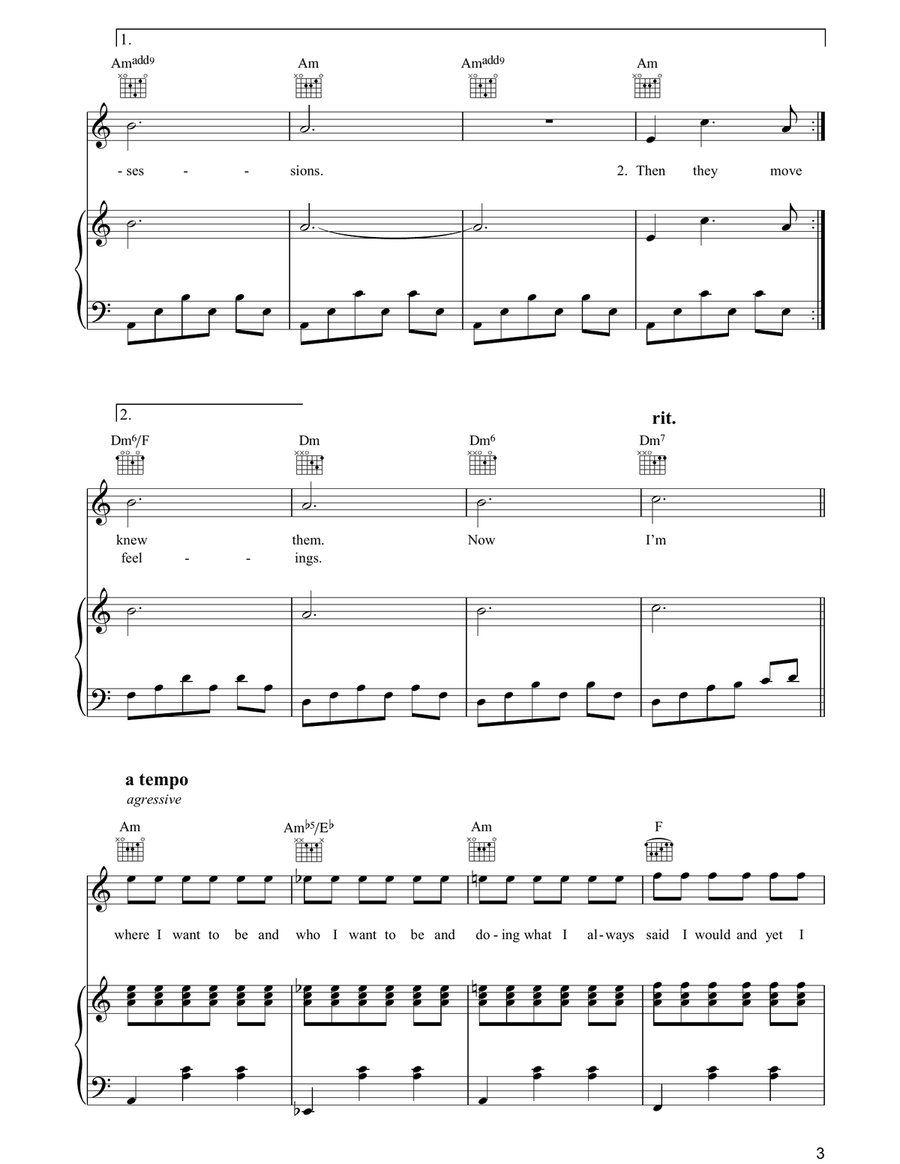 Where I Want To Be Where I Want To Be Piano, Vocal, Guitar scores gallery preview page 3