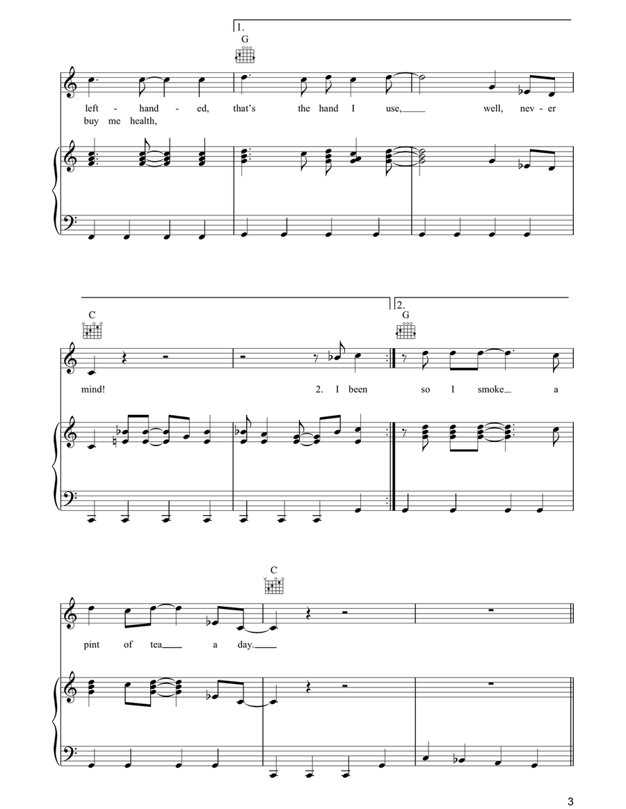 A Simple Desultory Philippic (Or How I Was Robert McNamara'd Into Submission) Piano, Vocal, Guitar scores gallery preview page 3