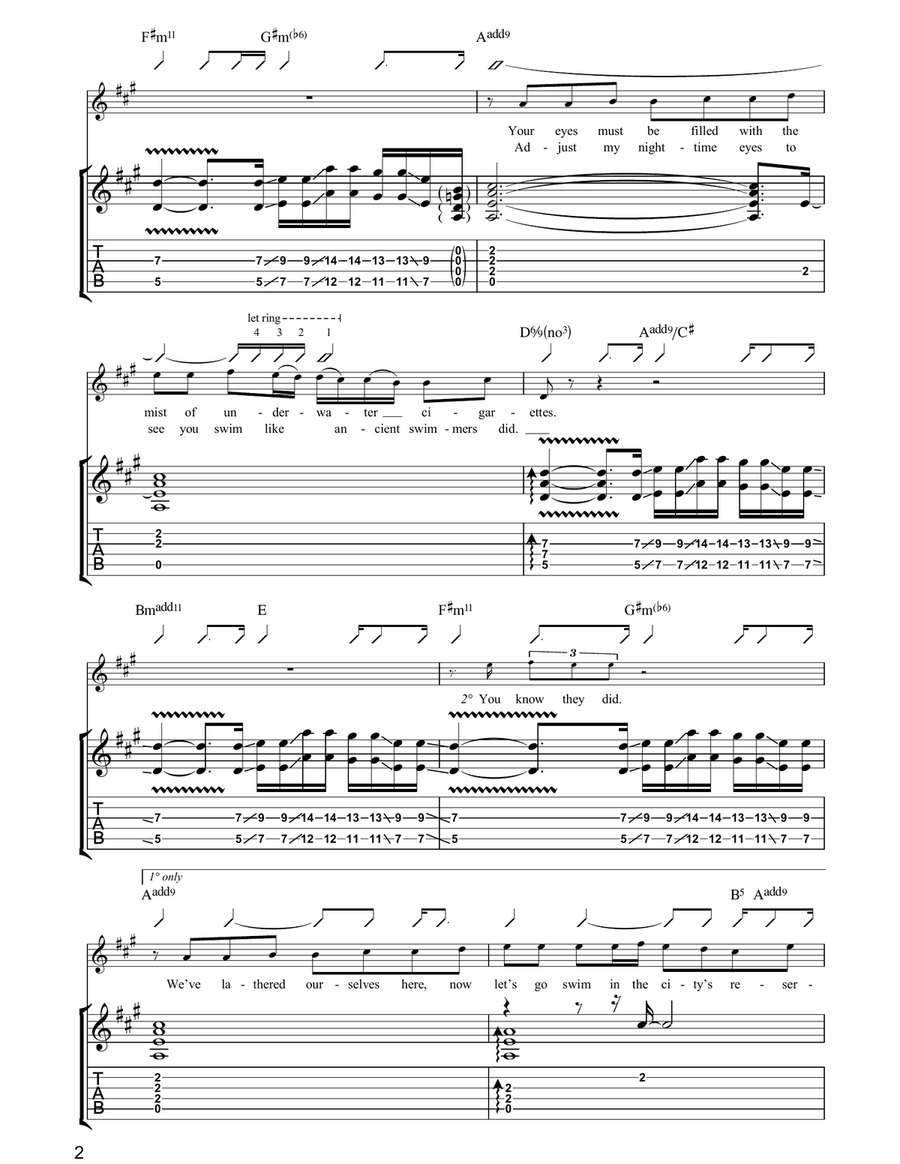 No Beginning No End Guitar Tablature scores gallery preview page 2