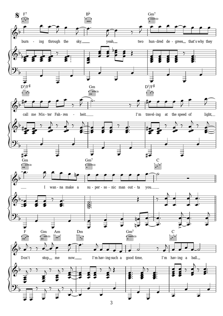 Don't Stop Me Now Don't Stop Me Now Piano, Vocal, Guitar scores gallery preview page 3
