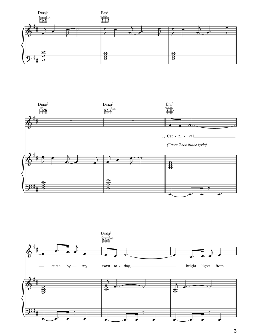Carnival Carnival Piano, Vocal, Guitar scores gallery preview page 3