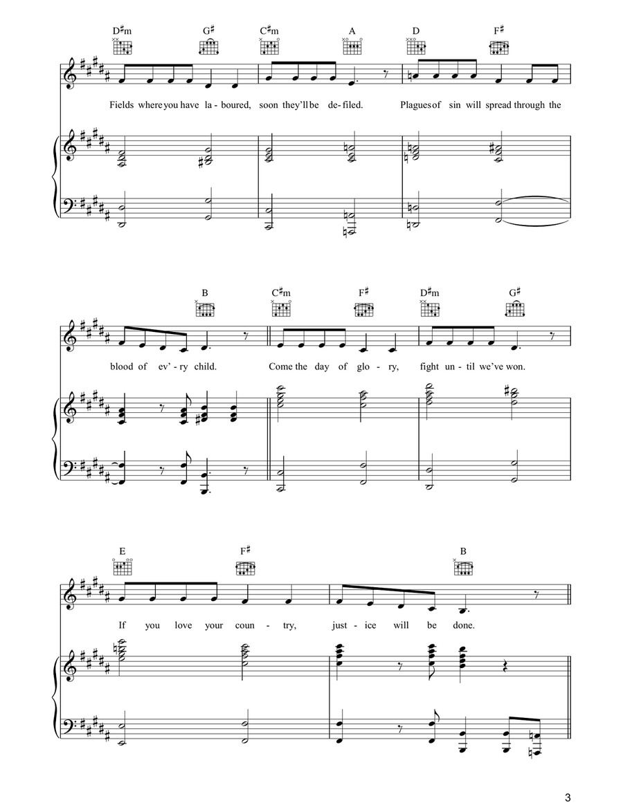 Justice Will Be Done (from Martin Guerre) Piano, Vocal, Guitar scores gallery preview page 3