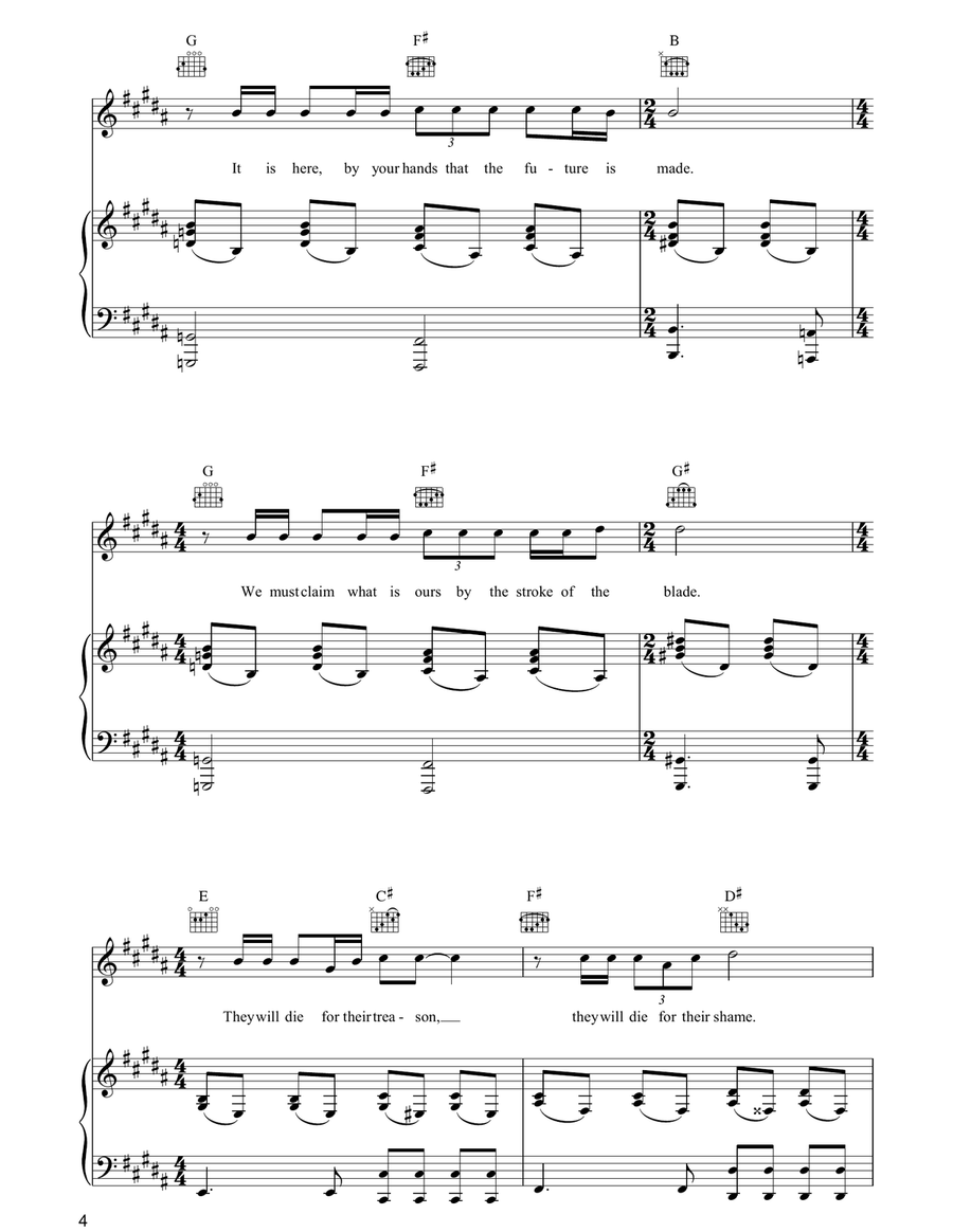 Justice Will Be Done (from Martin Guerre) Piano, Vocal, Guitar scores gallery preview page 4