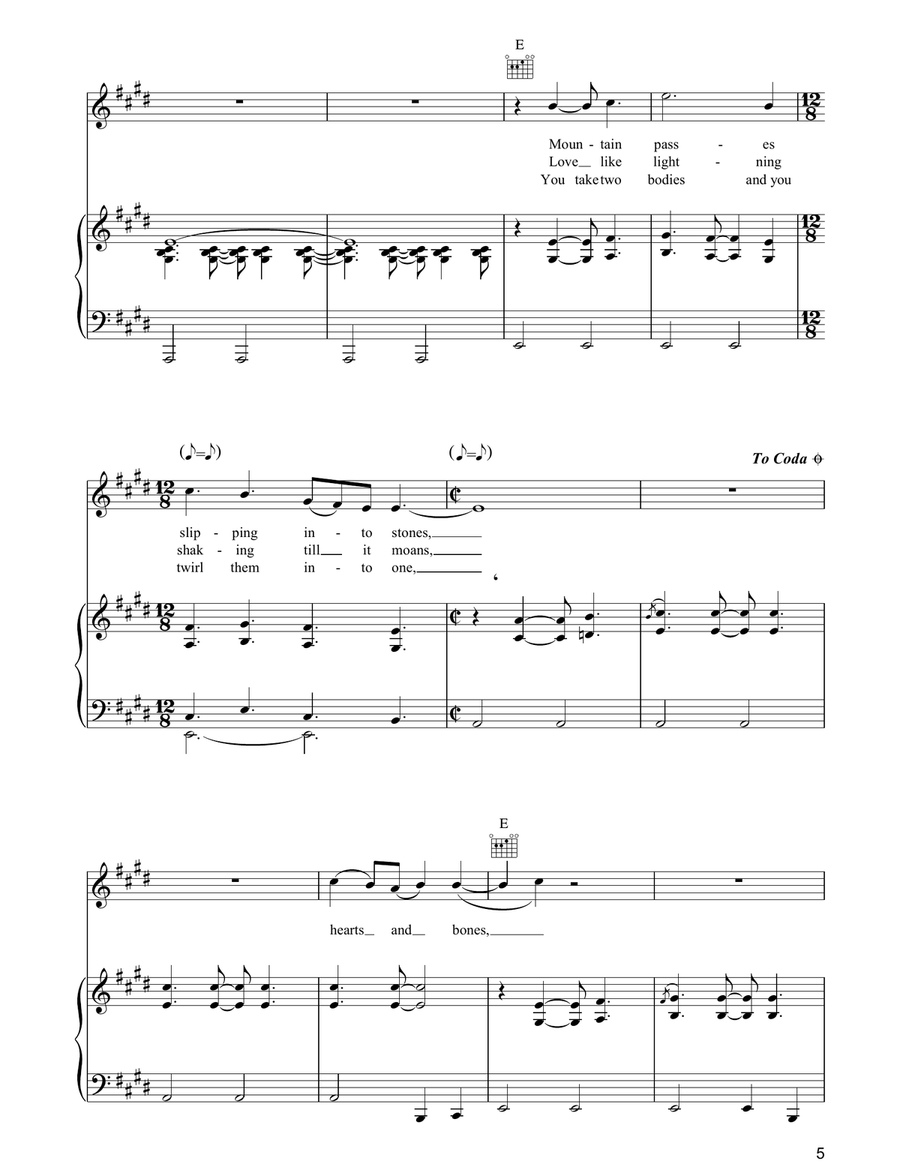 Hearts And Bones Hearts And Bones Piano, Vocal, Guitar scores gallery preview page 5