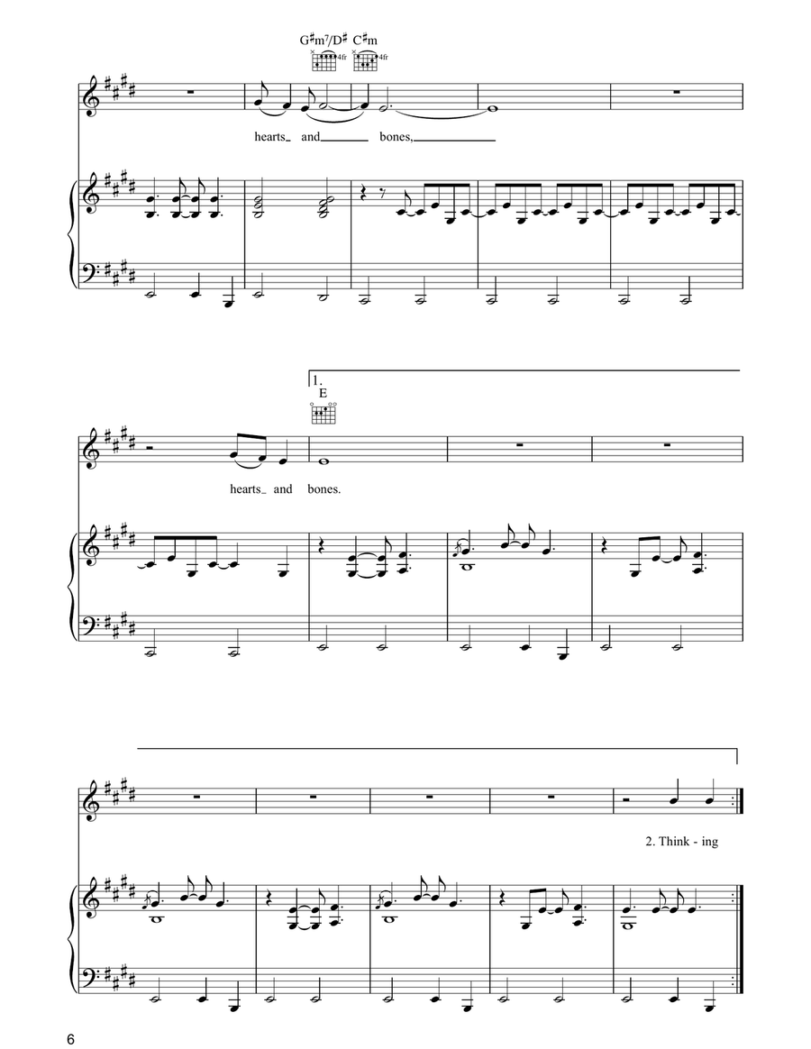 Hearts And Bones Hearts And Bones Piano, Vocal, Guitar scores gallery preview page 6