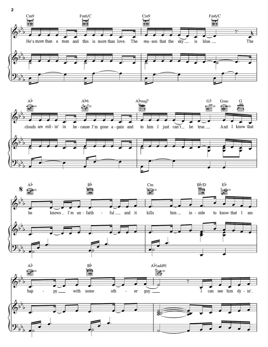Unfaithful Unfaithful Piano, Vocal, Guitar scores gallery preview page 2