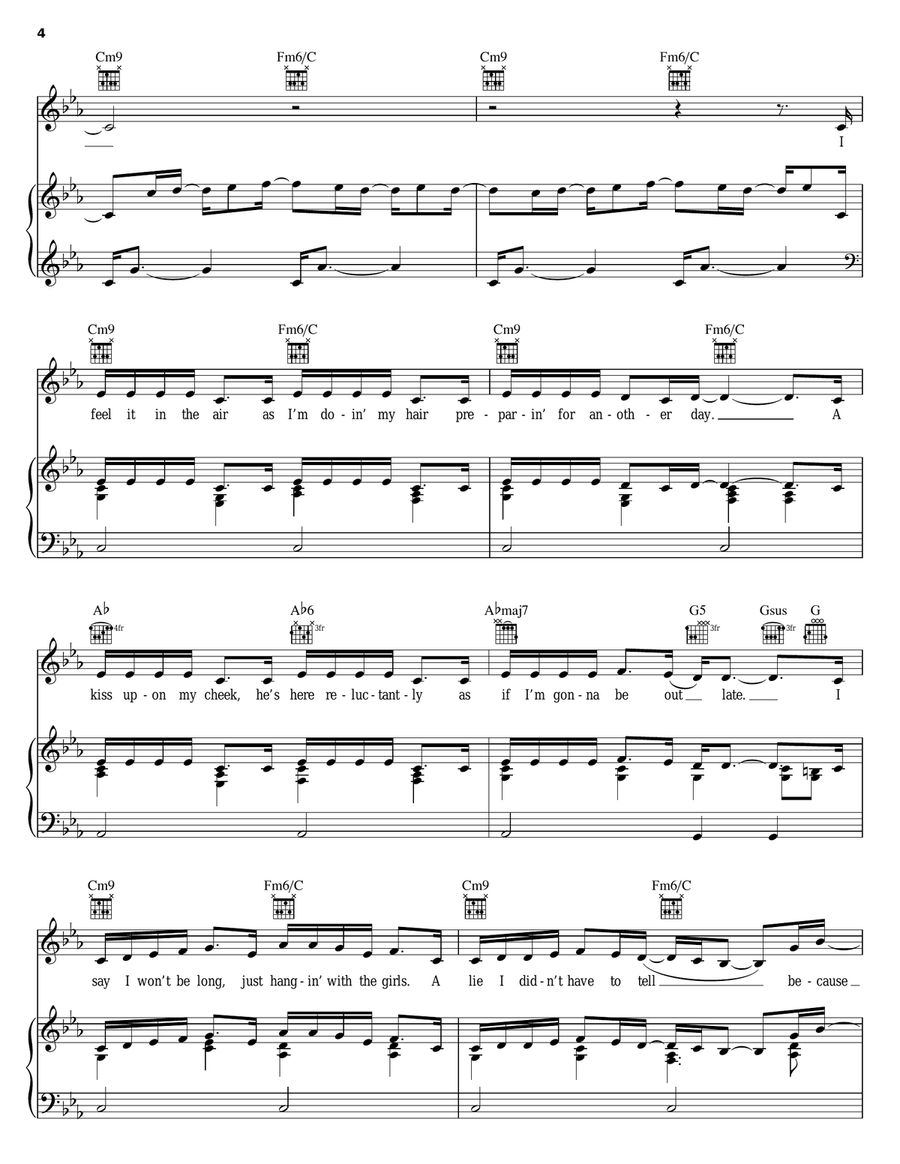 Unfaithful Unfaithful Piano, Vocal, Guitar scores gallery preview page 4