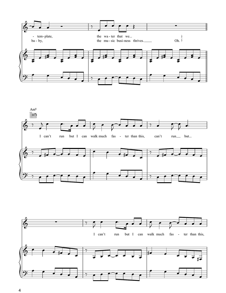 Can't Run But Can't Run But Piano, Vocal, Guitar scores gallery preview page 4