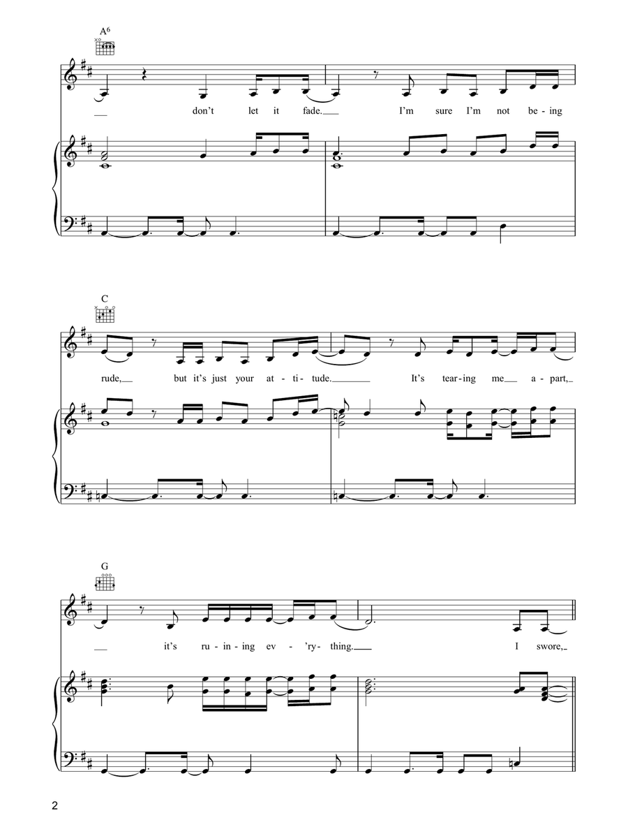 Linger Linger Piano, Vocal, Guitar scores gallery preview page 2