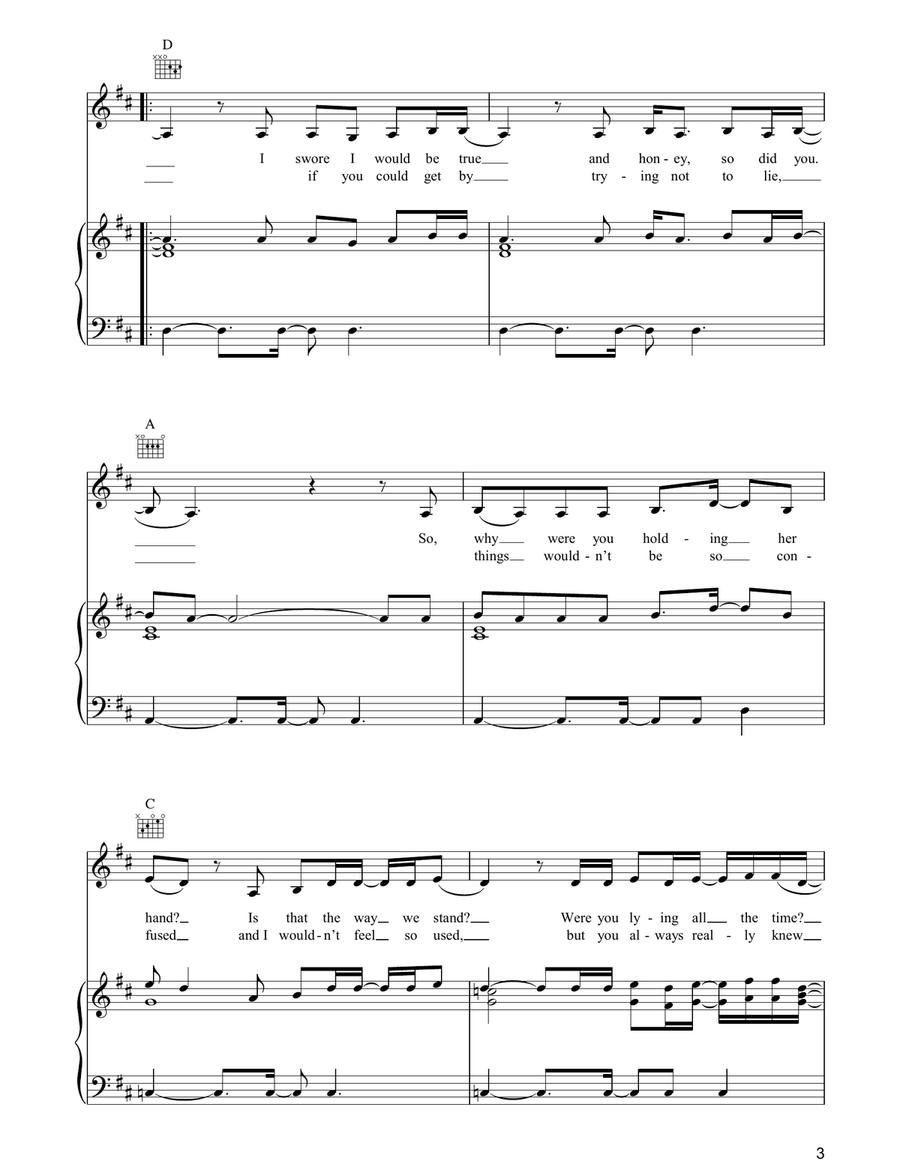 Linger Linger Piano, Vocal, Guitar scores gallery preview page 3