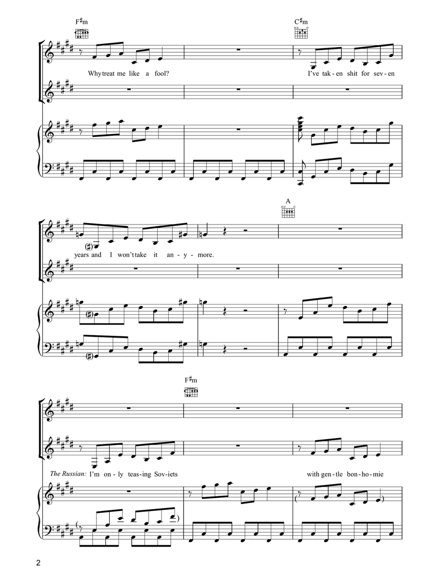 The American And Florence/Nobody's Side Piano, Vocal, Guitar scores gallery preview page 2