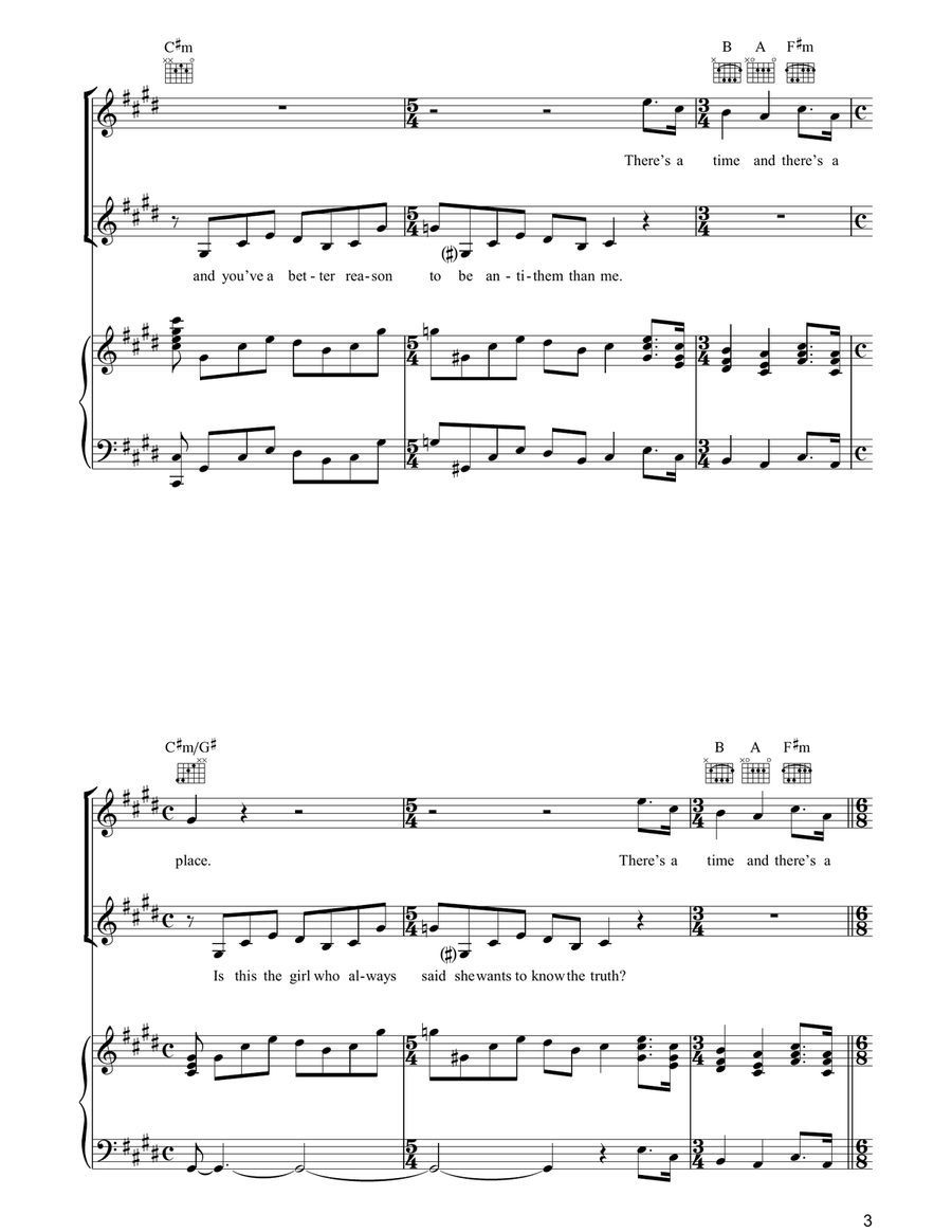 The American And Florence/Nobody's Side Piano, Vocal, Guitar scores gallery preview page 3