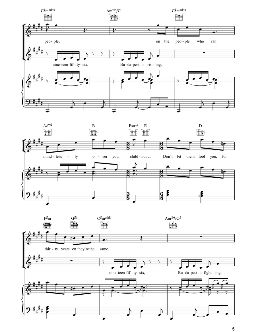 The American And Florence/Nobody's Side Piano, Vocal, Guitar scores gallery preview page 5