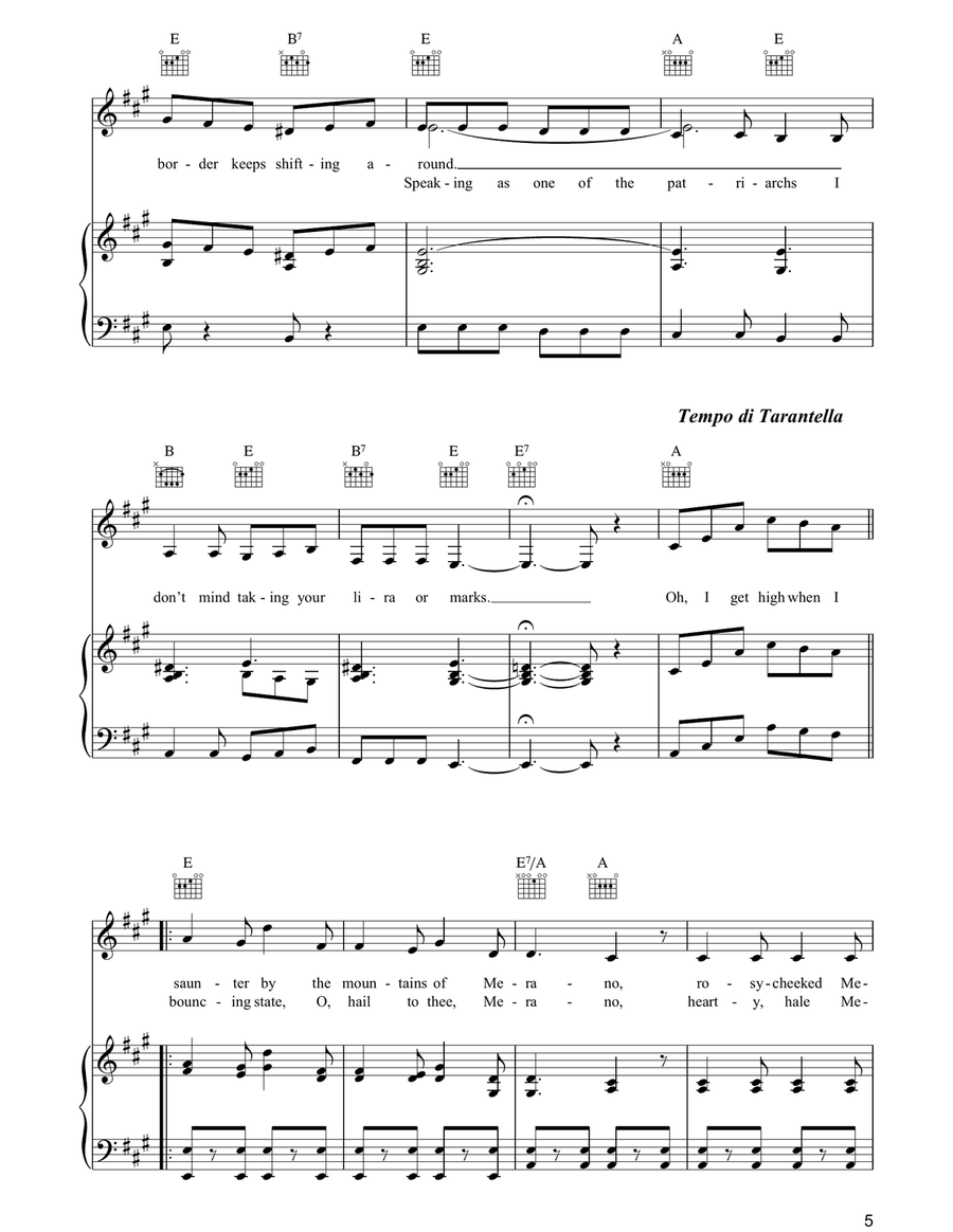 Merano Merano Piano, Vocal, Guitar scores gallery preview page 5