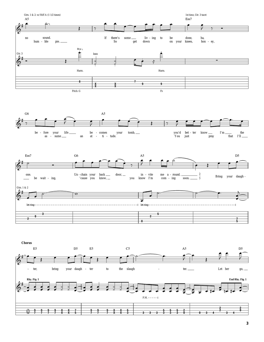 Bring Your Daughter To The Slaughter Electric Guitar scores gallery preview page 3