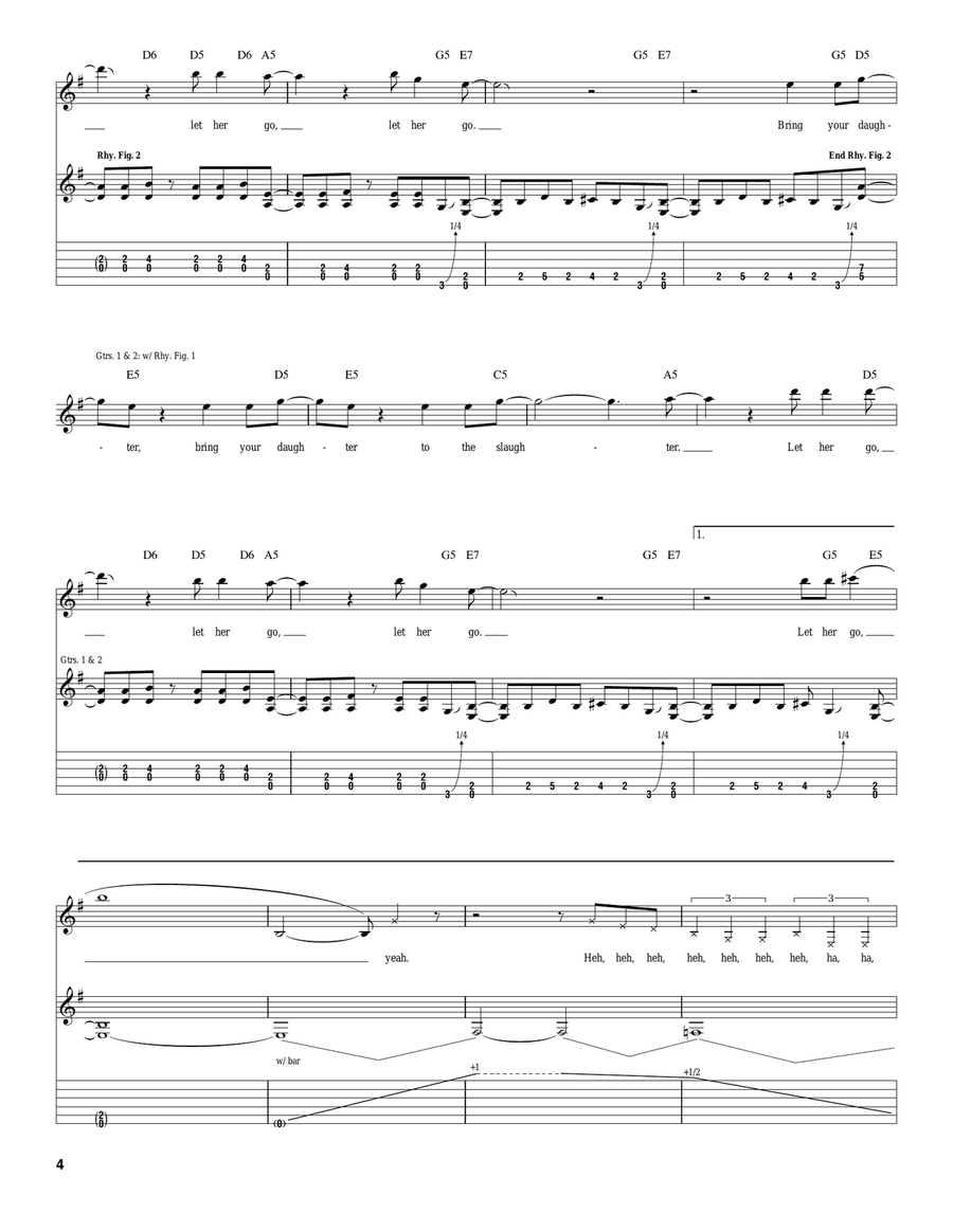 Bring Your Daughter To The Slaughter Electric Guitar scores gallery preview page 4