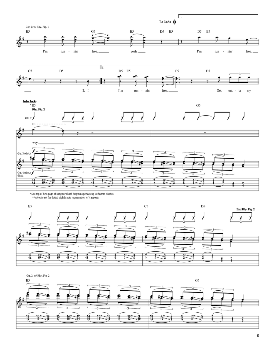 Running Free Running Free Electric Guitar scores gallery preview page 3
