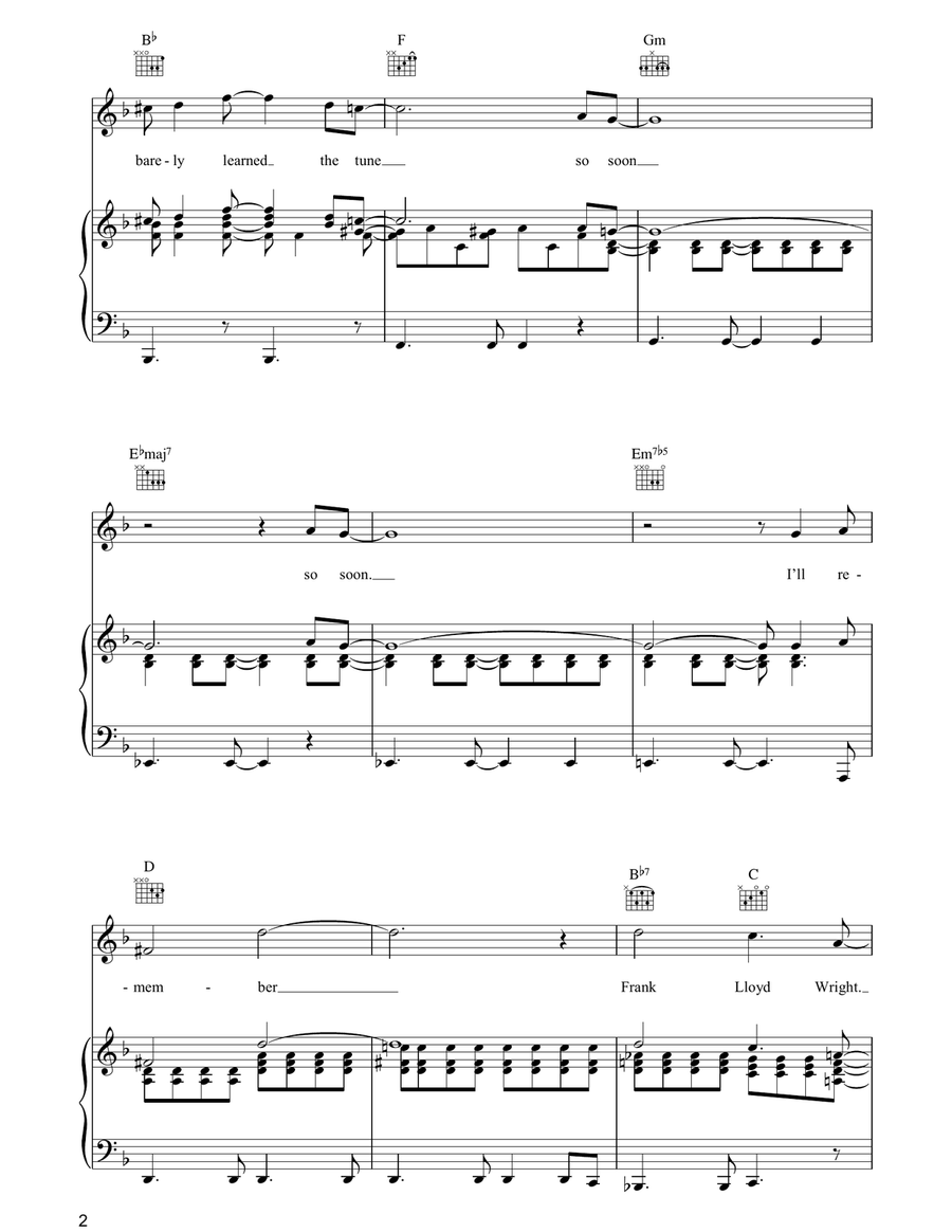 So Long, Frank Lloyd Wright Piano, Vocal, Guitar scores gallery preview page 2
