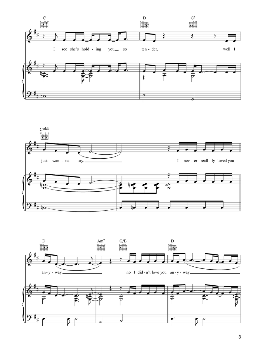 I Never Loved You Anyway I Never Loved You Anyway Piano, Vocal, Guitar scores gallery preview page 3