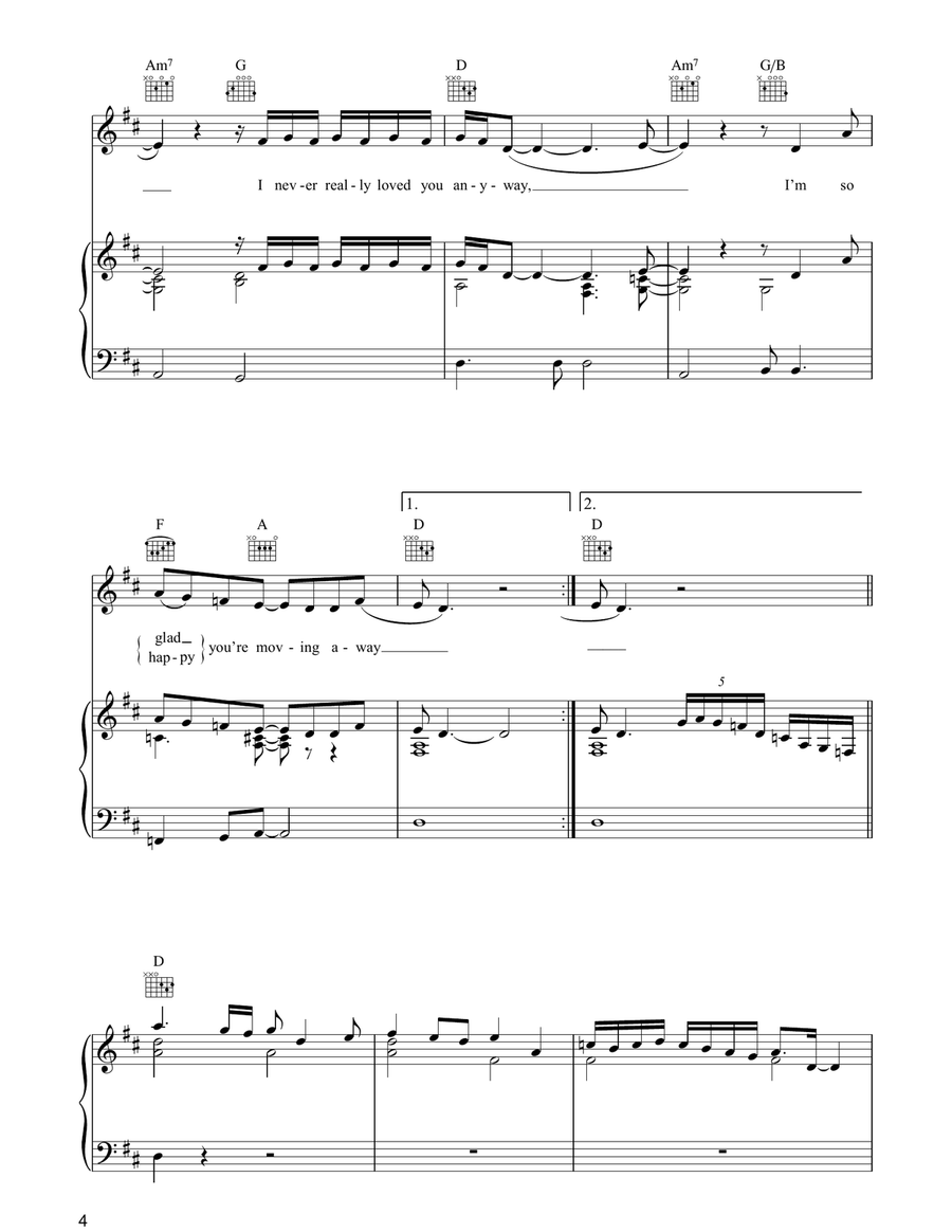 I Never Loved You Anyway I Never Loved You Anyway Piano, Vocal, Guitar scores gallery preview page 4