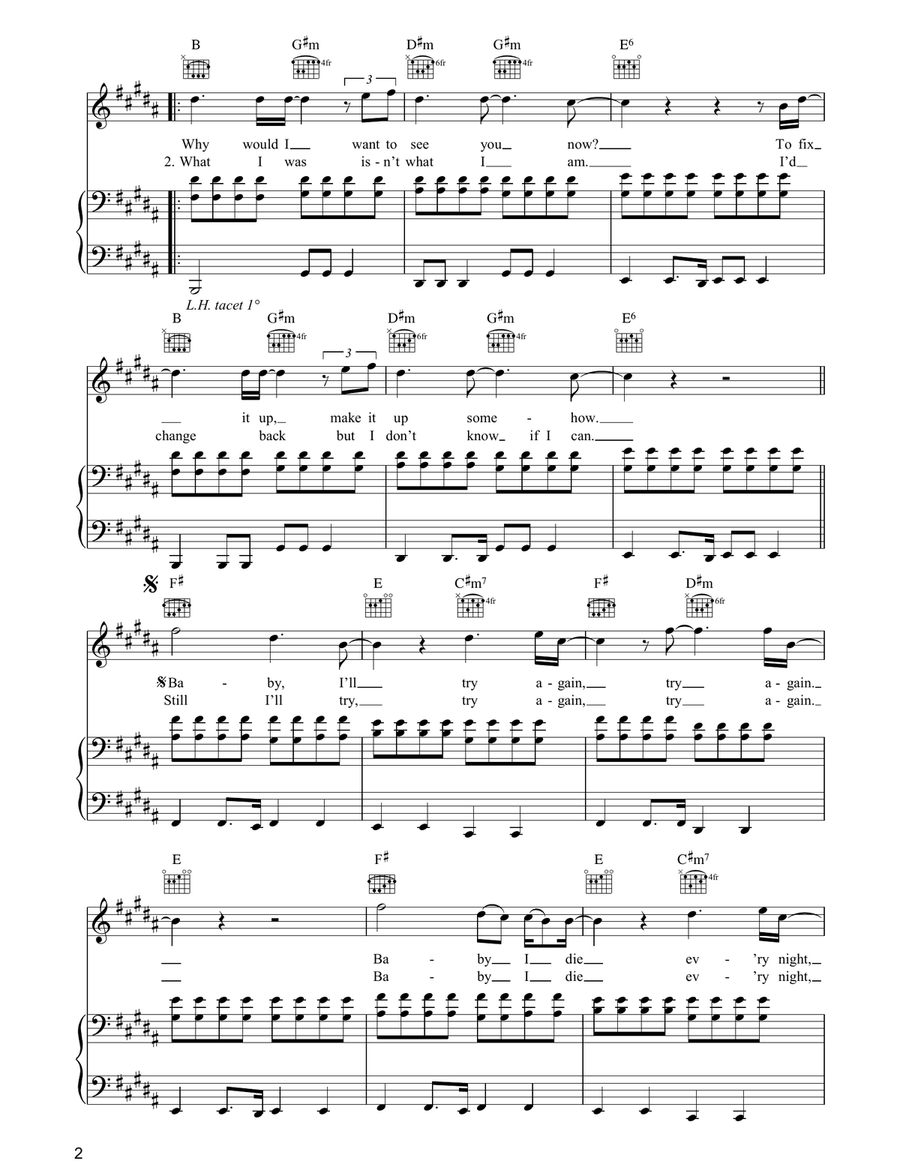 Try Again Try Again Piano, Vocal, Guitar scores gallery preview page 2