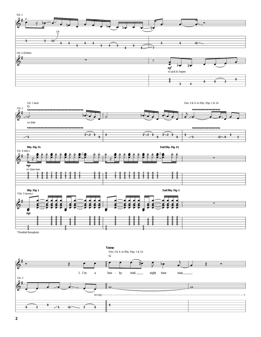 Honky Tonk Night Time Man Acoustic Guitar scores gallery preview page 2