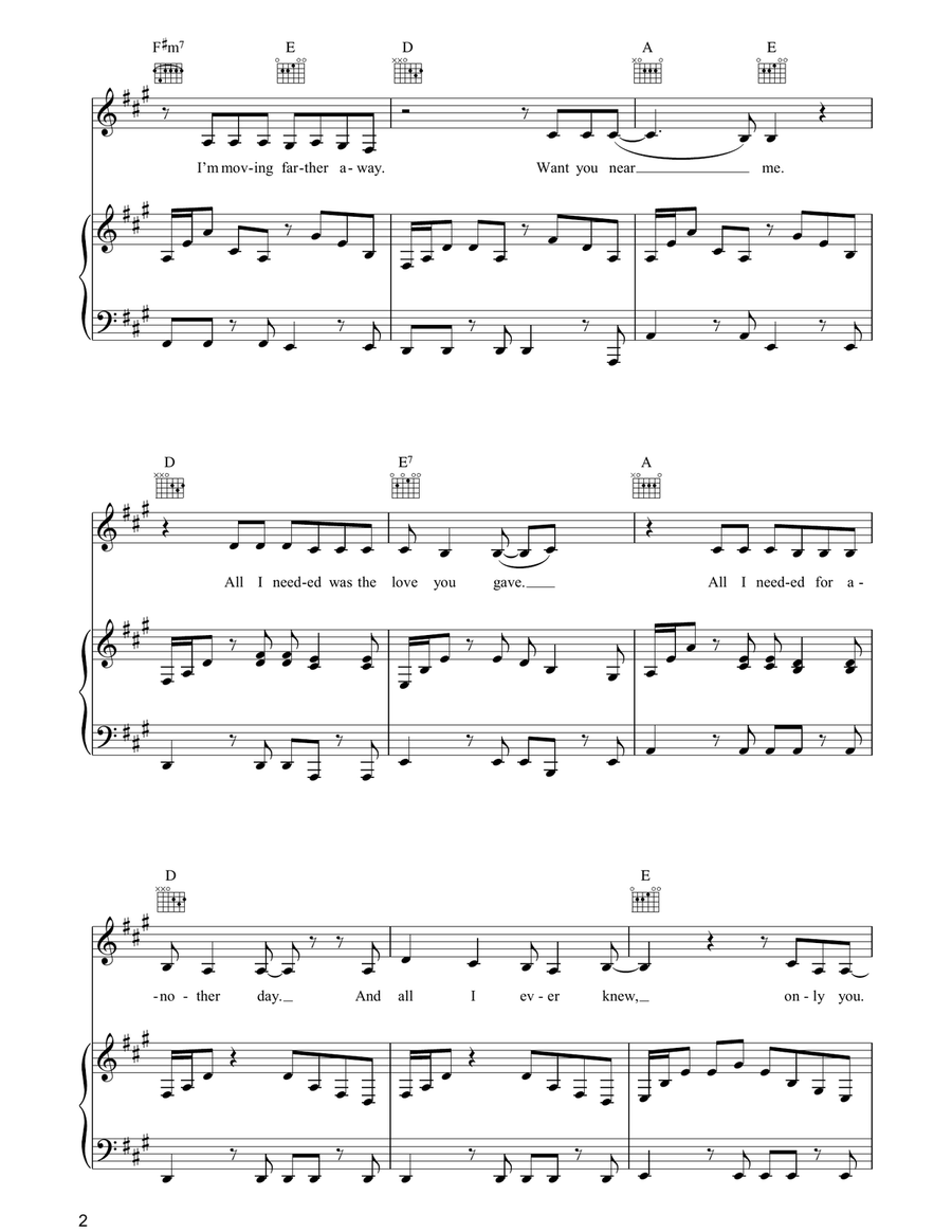 Only You Only You Piano, Vocal, Guitar scores gallery preview page 2