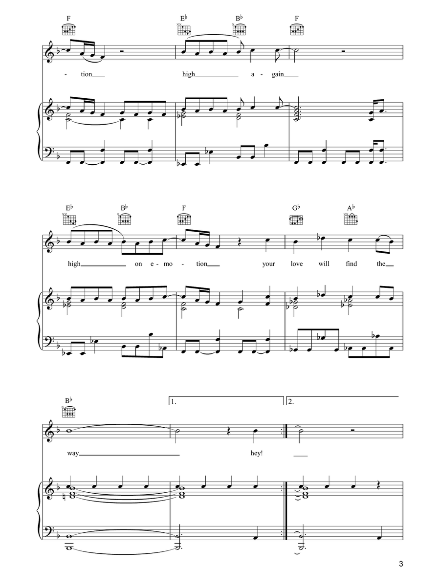 High On Emotion High On Emotion Piano, Vocal, Guitar scores gallery preview page 3