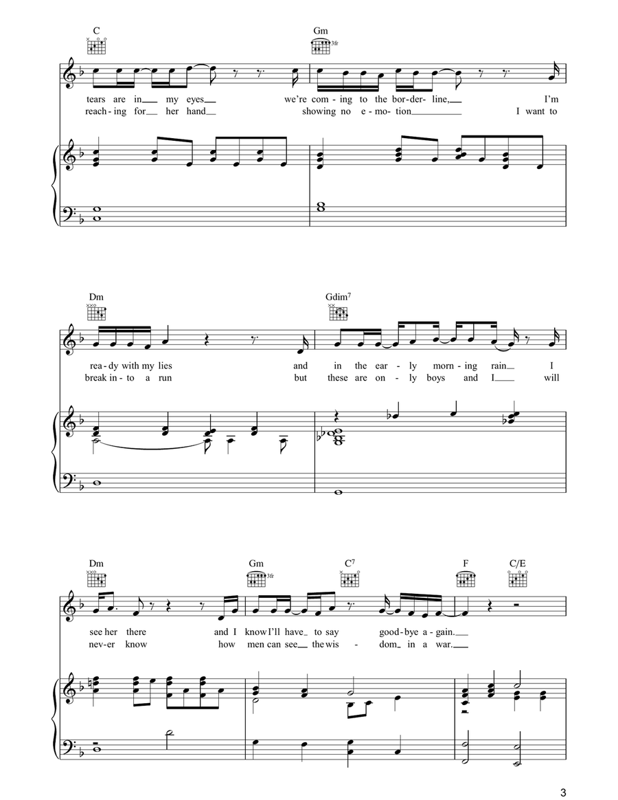 Borderline Borderline Piano, Vocal, Guitar scores gallery preview page 3