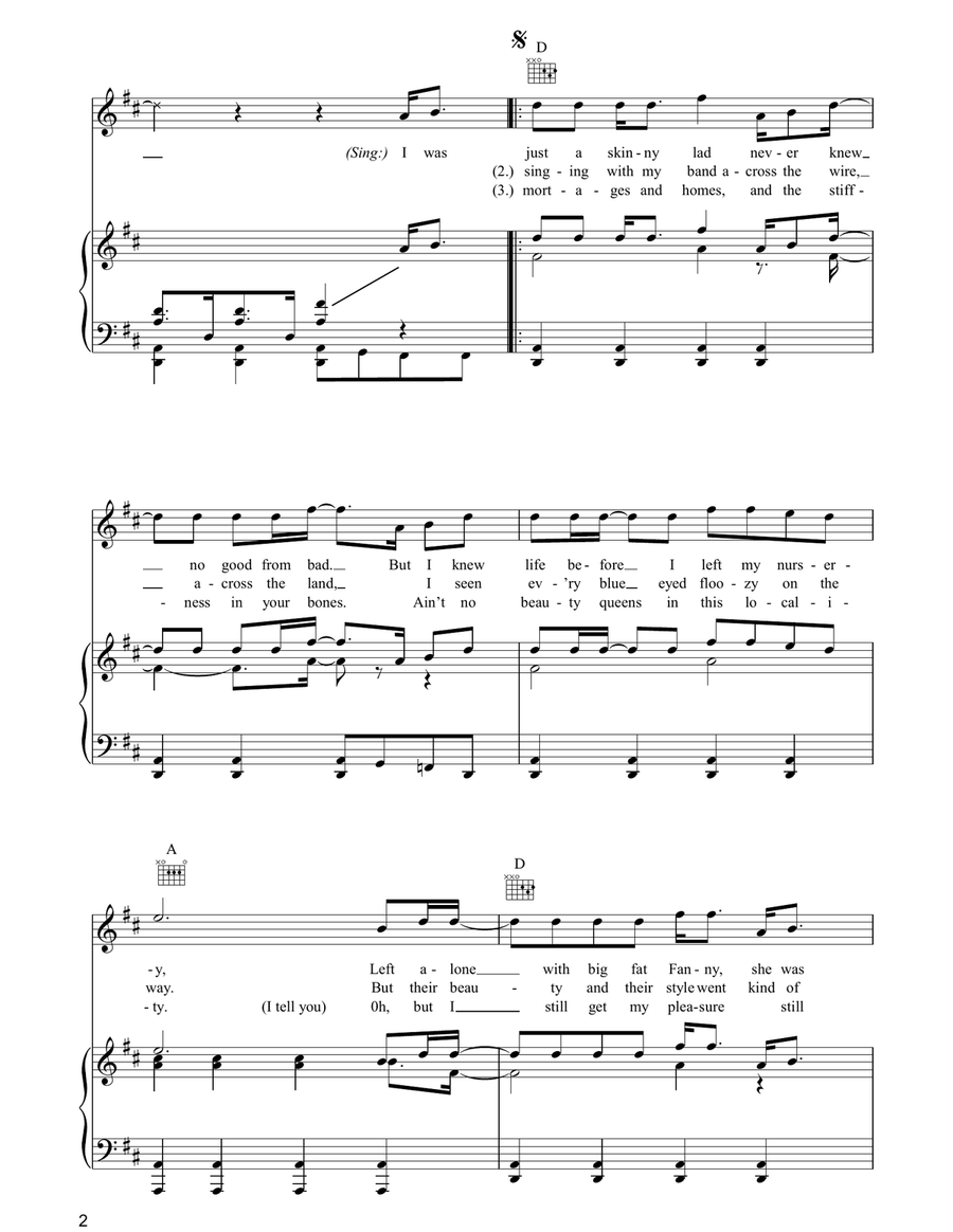 Fat Bottomed Girls Fat Bottomed Girls Piano, Vocal, Guitar scores gallery preview page 2