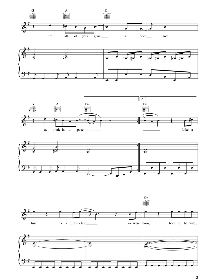 Born To Be Wild Born To Be Wild Piano, Vocal, Guitar scores gallery preview page 3