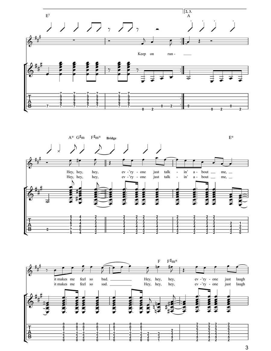 Keep On Running Keep On Running Guitar Tablature scores gallery preview page 3