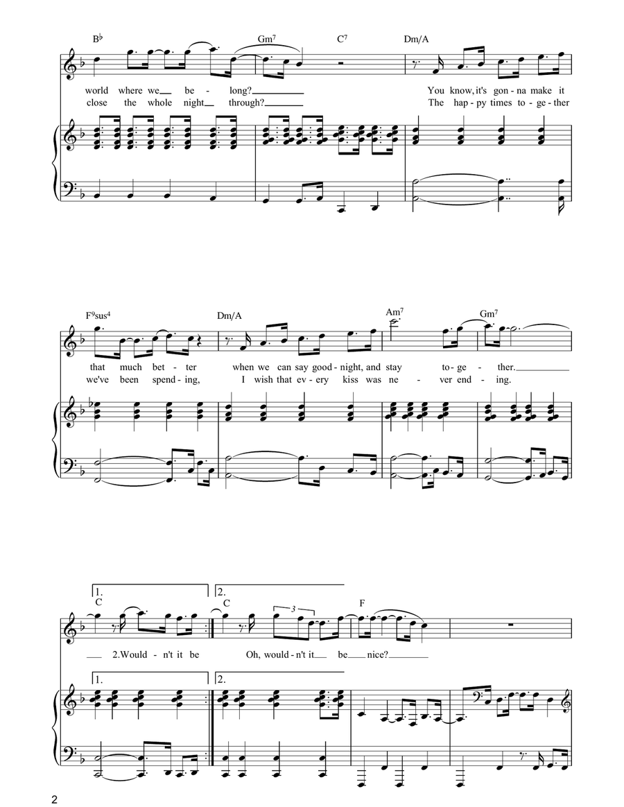 Wouldn't It Be Nice Piano, Vocal, Guitar scores gallery preview page 2