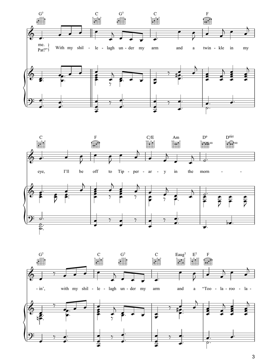 With My Shillelagh Under My Arm Piano, Vocal, Guitar scores gallery preview page 3