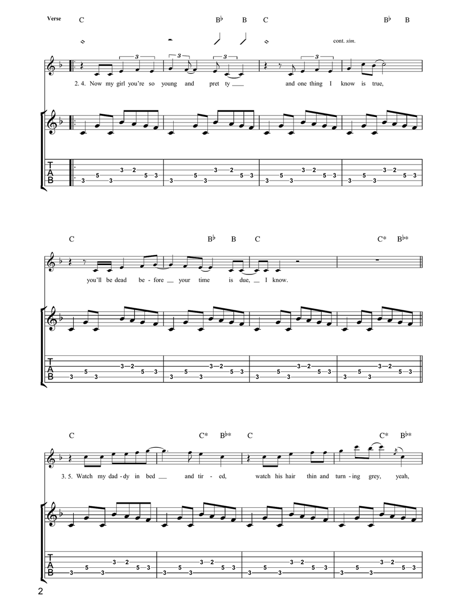 We Gotta Get Out Of This Place Guitar Tablature scores gallery preview page 2