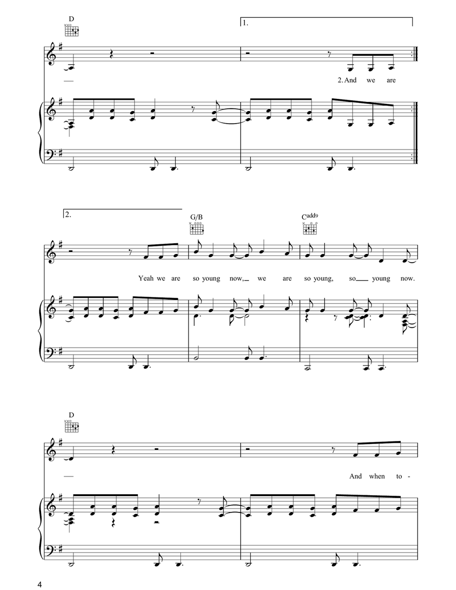 So Young So Young Piano, Vocal, Guitar scores gallery preview page 4